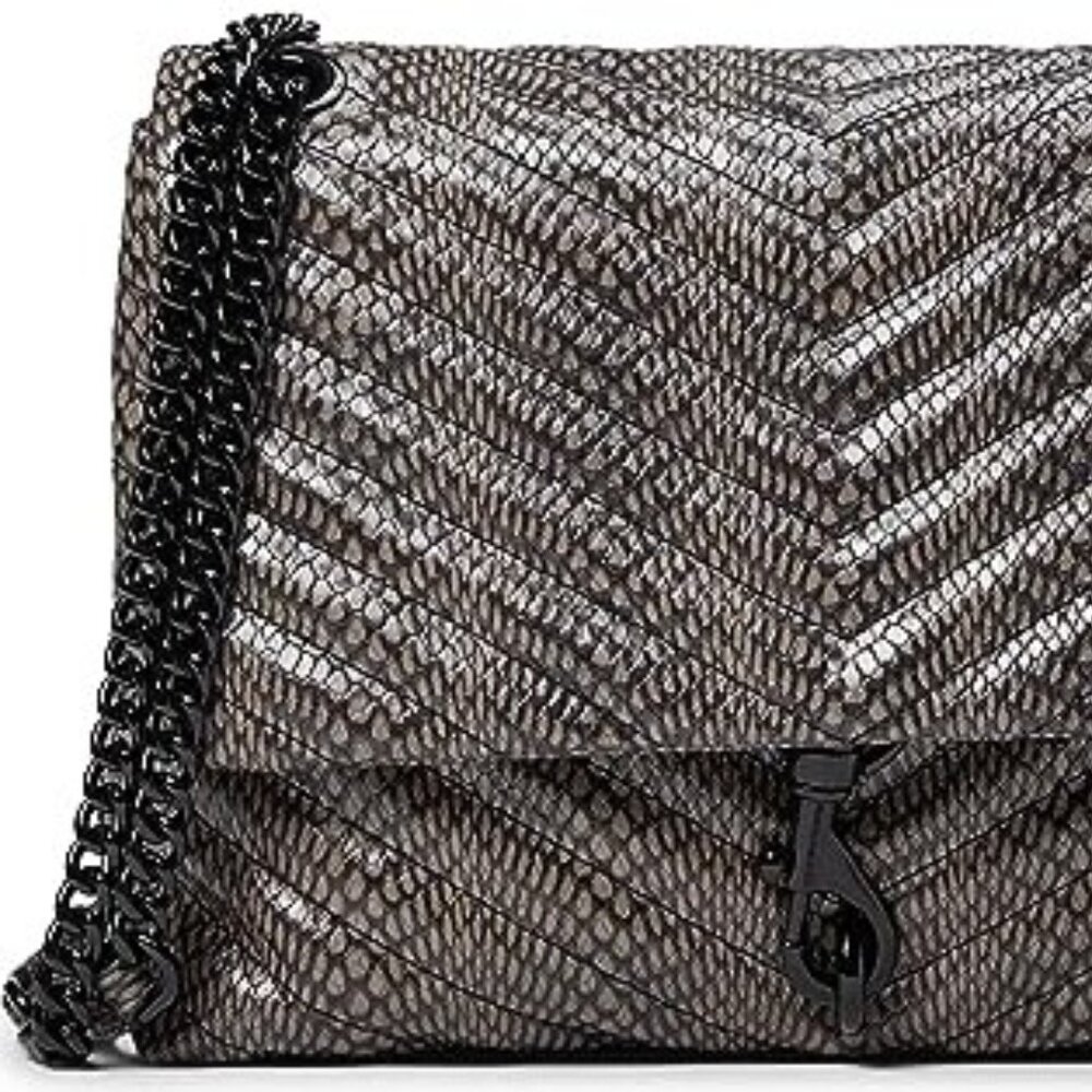 Rebecca Minkoff Edie Flap Shoulder (Black/Deep Taupe) Shoulder Handbags